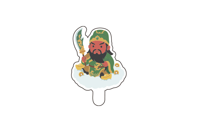 忠義正財神(關聖帝君)Q-蛋糕插牌